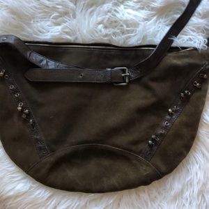 Large Leather and Suede Purse with Bells